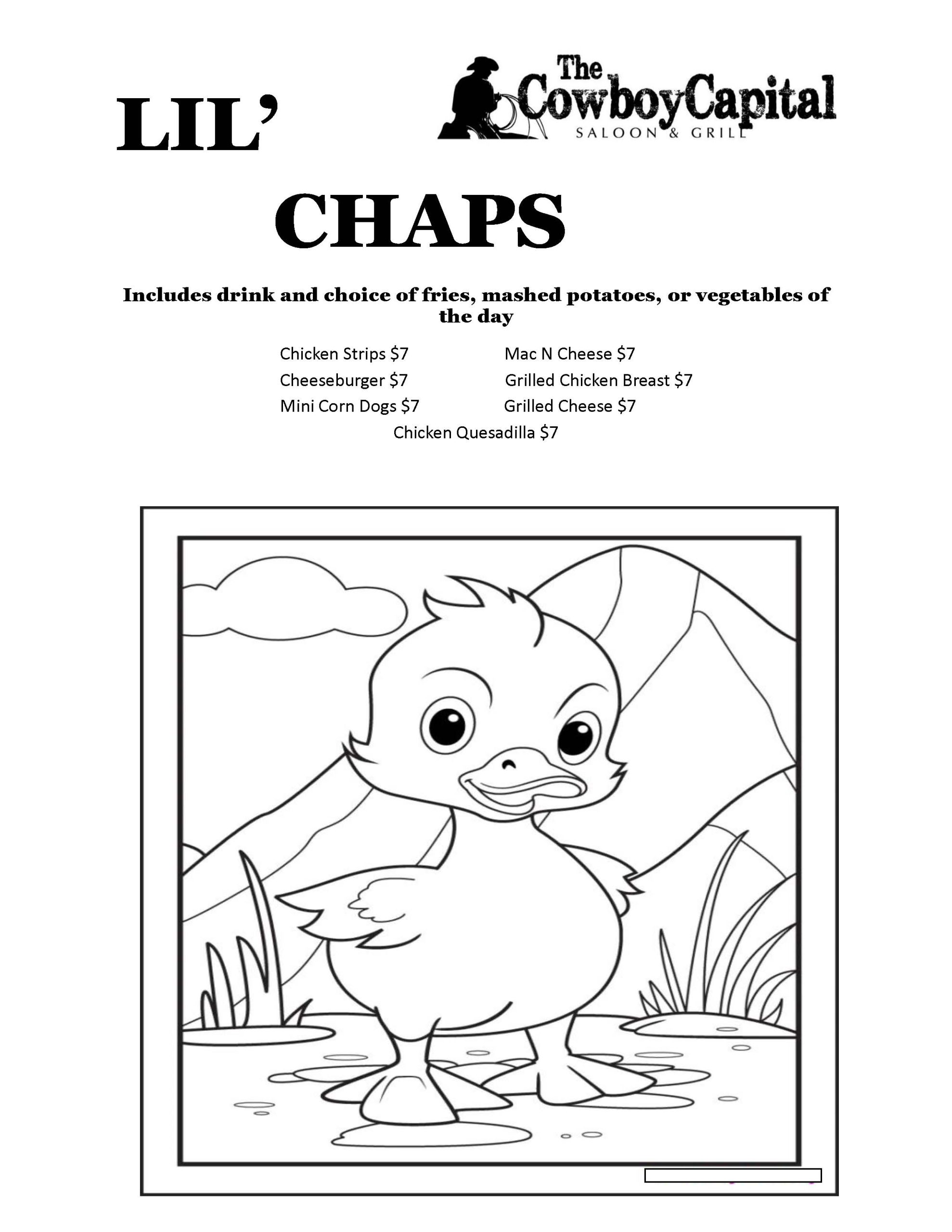Lil' Chaps Menu