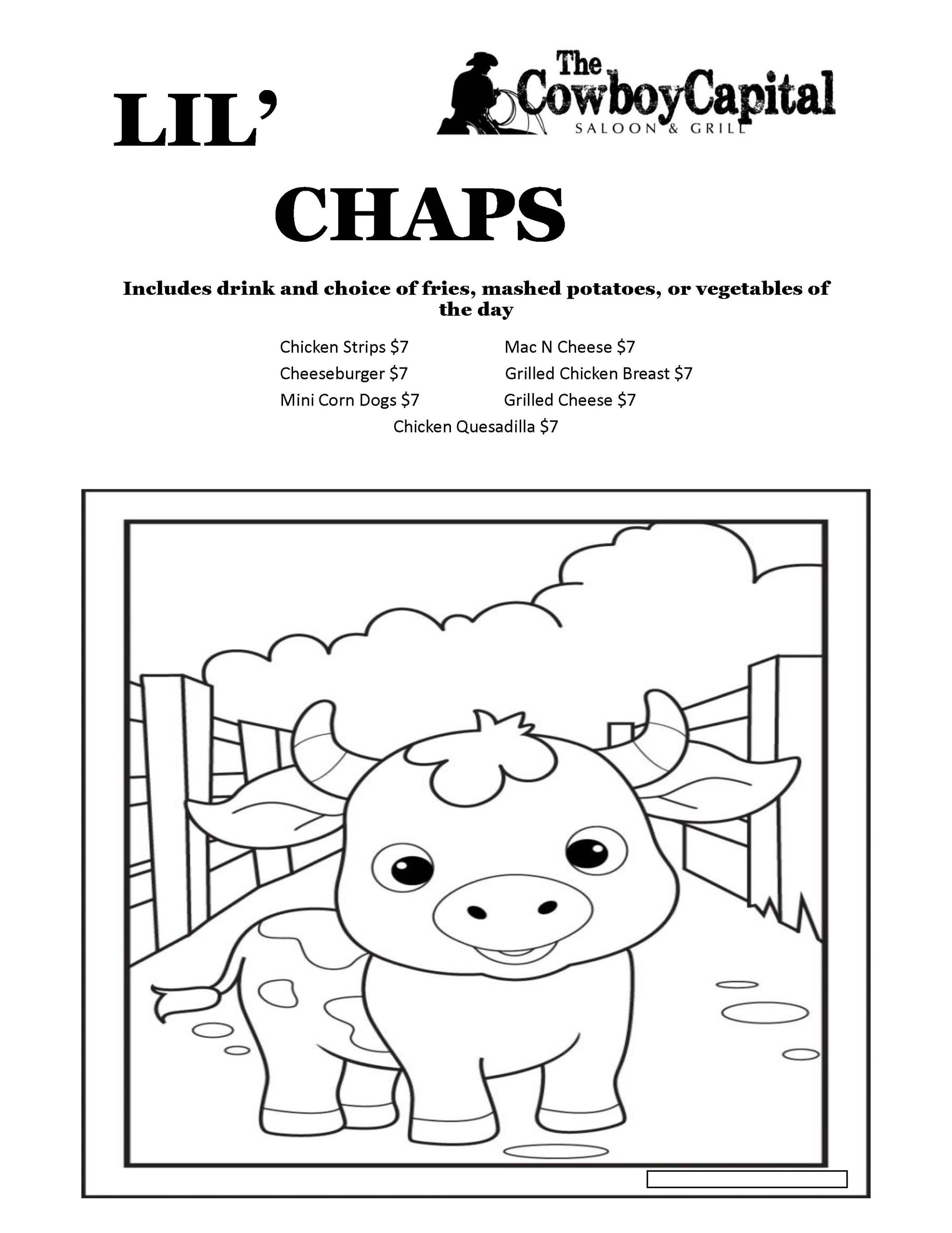 Lil' Chaps Menu