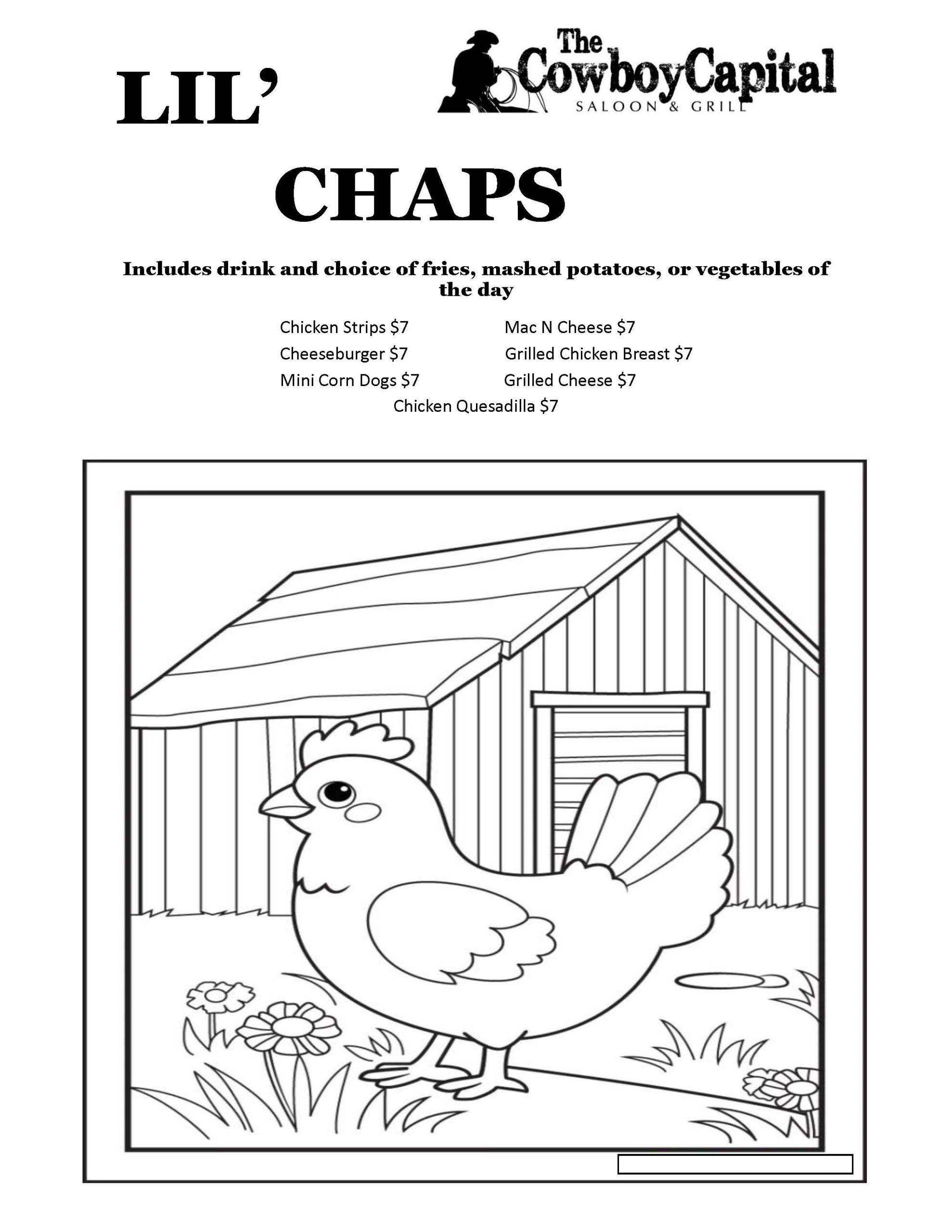 Lil' Chaps Menu